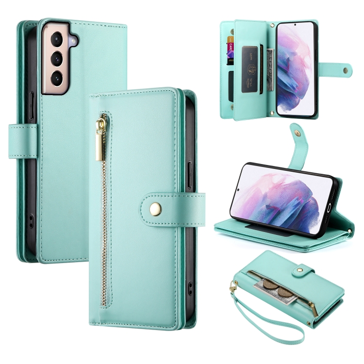 For Samsung Galaxy S21+ 5G Nine Card-slot Zipper Wallet Bag Leather Phone Case(Mint Green)
For Samsung Galaxy S21+ 5G Nine Card-slot Zipper Wallet Bag Leather Phone Case(Mint Green)