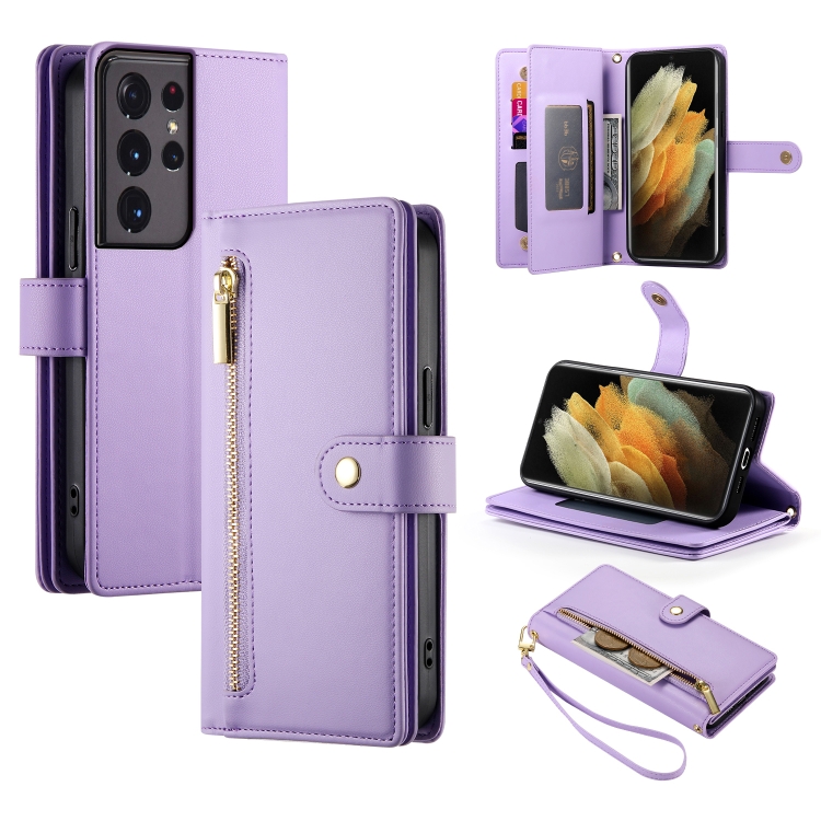 For Samsung Galaxy S21 Ultra 5G Nine Card-slot Zipper Wallet Bag Leather Phone Case(Purple)
For Samsung Galaxy S21 Ultra 5G Nine Card-slot Zipper Wallet Bag Leather Phone Case(Purple)