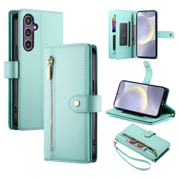 For Samsung Galaxy S24+ 5G Nine Card-slot Zipper Wallet Bag Leather Phone Case(Mint Green)
For Samsung Galaxy S24+ 5G Nine Card-slot Zipper Wallet Bag Leather Phone Case(Mint Green)