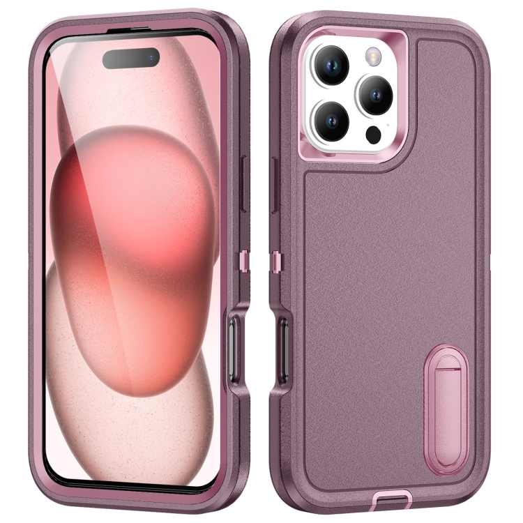 For iPhone 16 Pro Rugged PC + Silicone Phone Case with Holder(Purple+Pink)
For iPhone 16 Pro Rugged PC + Silicone Phone Case with Holder(Purple+Pink)