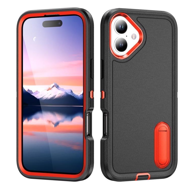 For iPhone 17 Rugged PC + Silicone Phone Case with Holder(Black+Orange)
For iPhone 17 Rugged PC + Silicone Phone Case with Holder(Black+Orange)