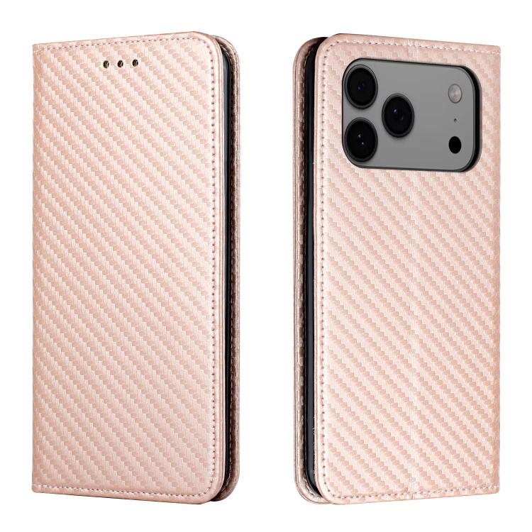 For iPhone 17 Pro Max Carbon Fiber Texture Magnetic Flip Leather Phone Case(Rose Gold)
For iPhone 17 Pro Max Carbon Fiber Texture Magnetic Flip Leather Phone Case(Rose Gold)