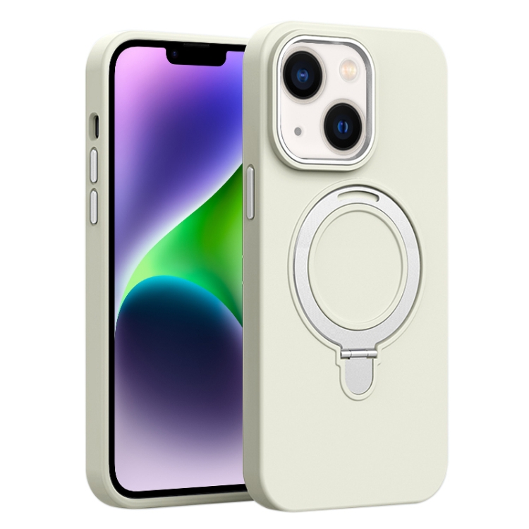 For iPhone 14 Plus Liquid Silicone MagSafe Metal Ring Holder Phone Case(White)
For iPhone 14 Plus Liquid Silicone MagSafe Metal Ring Holder Phone Case(White)