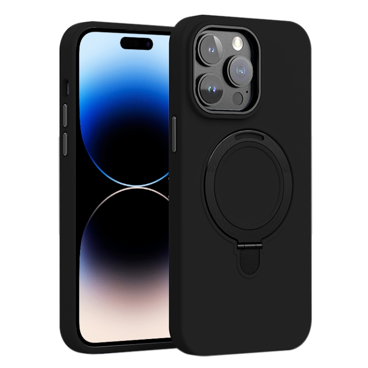 For iPhone 14 Pro Max Liquid Silicone MagSafe Metal Ring Holder Phone Case(Black)
For iPhone 14 Pro Max Liquid Silicone MagSafe Metal Ring Holder Phone Case(Black)