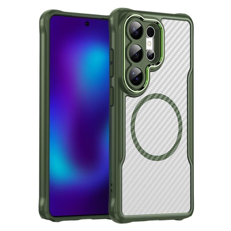 For Samsung Galaxy S26 Ultra 5G Carbon Fiber Texture MagSafe Translucent Phone Case(Green)
For Samsung Galaxy S26 Ultra 5G Carbon Fiber Texture MagSafe Translucent Phone Case(Green)