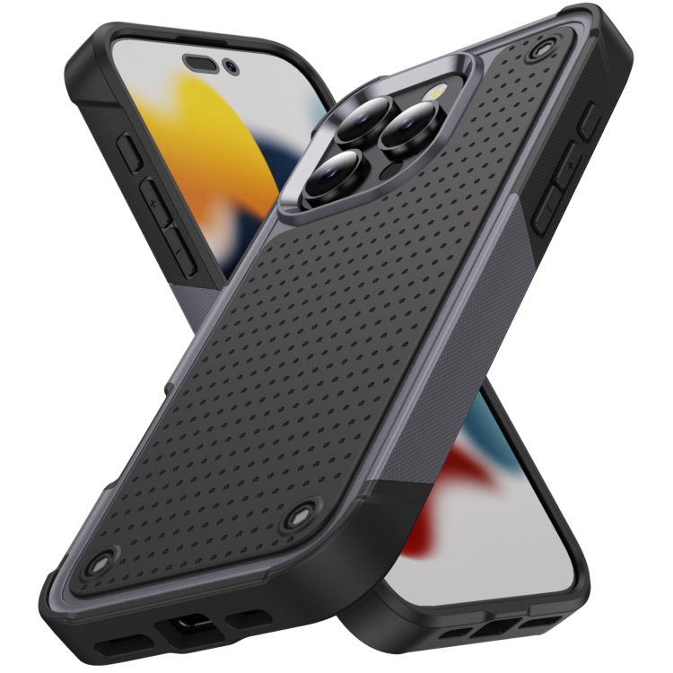 For iPhone 16 Pro PC + TPU Shockproof Protective Phone Case(Grey+Black) 
For iPhone 16 Pro PC + TPU Shockproof Protective Phone Case(Grey+Black)