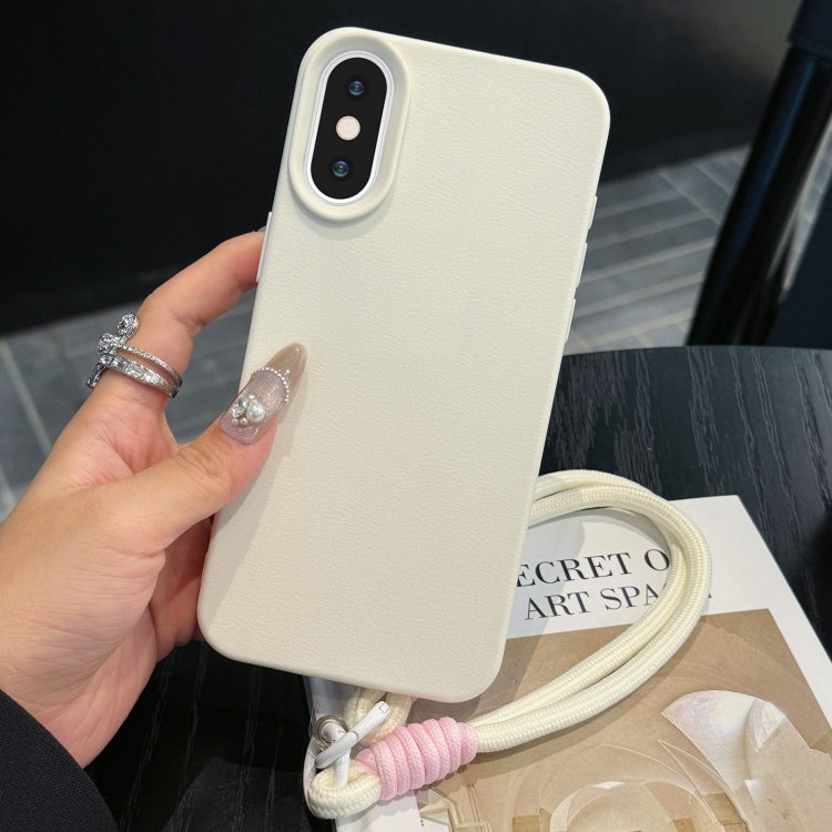 For iPhone XS Max Leather Texture TPU Full Coverage Phone Case with Lanyard(White)
For iPhone XS Max Leather Texture TPU Full Coverage Phone Case with Lanyard(White)