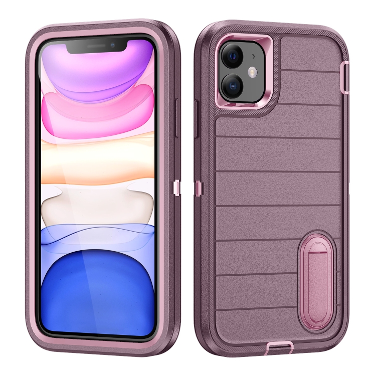 For iPhone 11 Defender Gen2 Rugged PC + Silicone Phone Case with Holder(Purple+Light Pink)
For iPhone 11 Defender Gen2 Rugged PC + Silicone Phone Case with Holder(Purple+Light Pink)