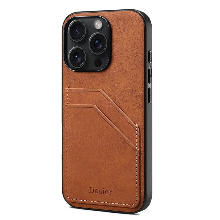 For iPhone 16 Pro Denior D09 PU Dual Card Slot Back Cover Phone Case(Brown) 
For iPhone 16 Pro Denior D09 PU Dual Card Slot Back Cover Phone Case(Brown)