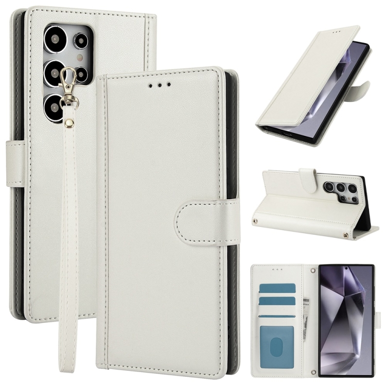 For Samsung Galaxy S23 Ultra 5G Skin Feel Pure Color Card Slots Leather Phone Case with Dual Lanyard(White)
For Samsung Galaxy S23 Ultra 5G Skin Feel Pure Color Card Slots Leather Phone Case with Dual Lanyard(White)