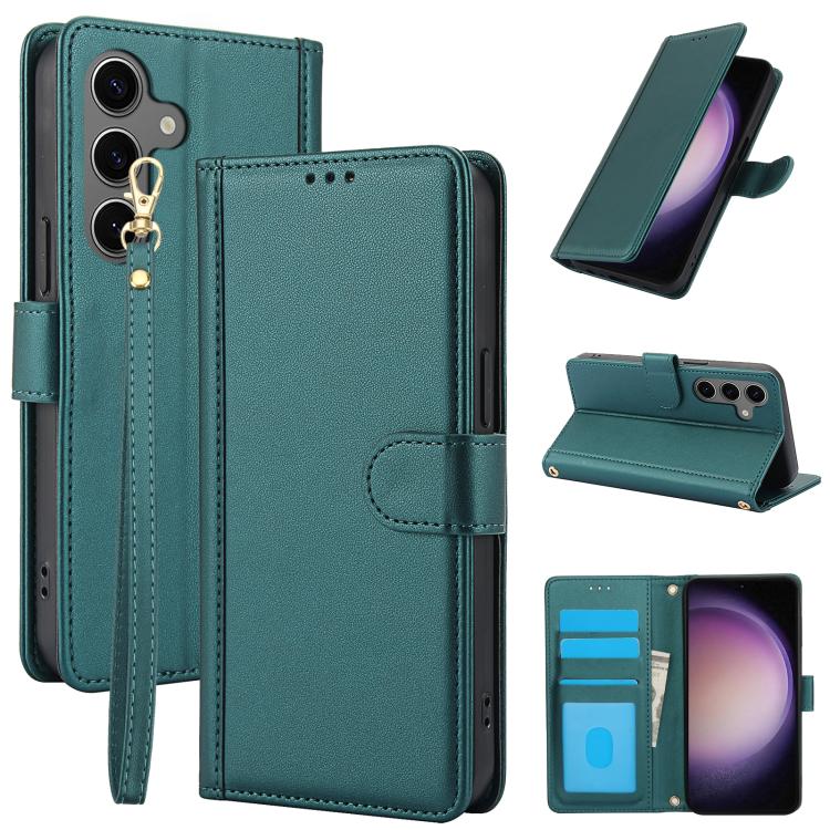For Samsung Galaxy S26 5G Skin Feel Pure Color Card Slots Leather Phone Case with Dual Lanyard(Green)
For Samsung Galaxy S26 5G Skin Feel Pure Color Card Slots Leather Phone Case with Dual Lanyard(Green)