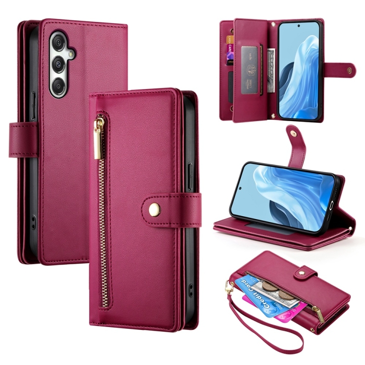 For Samsung Galaxy M35 Nine Card-slot Zipper Wallet Bag Leather Phone Case(Red)
For Samsung Galaxy M35 Nine Card-slot Zipper Wallet Bag Leather Phone Case(Red)