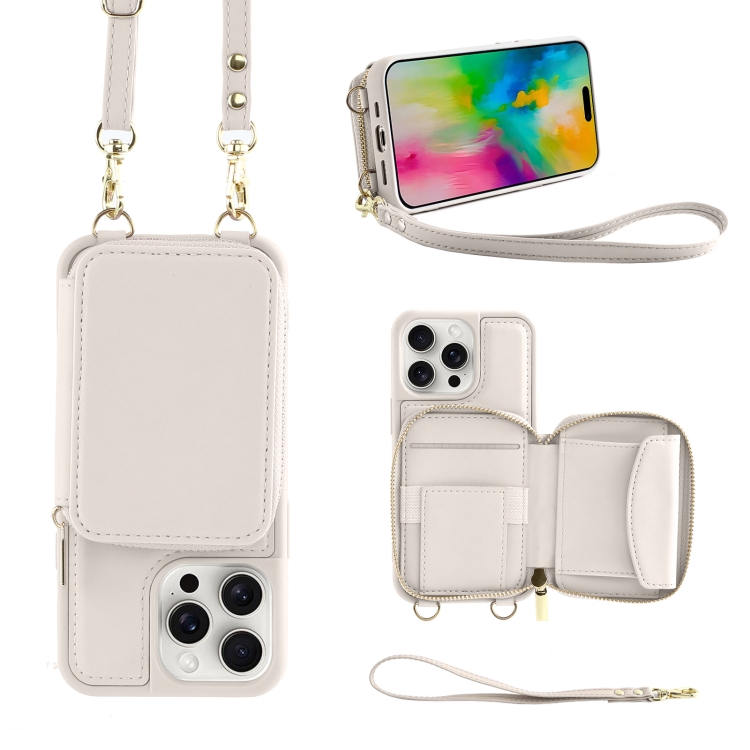 For iPhone 16 Pro Crossbody Zipper Wallet Bag Leather Phone Case with Lanyard(White)
For iPhone 16 Pro Crossbody Zipper Wallet Bag Leather Phone Case with Lanyard(White)