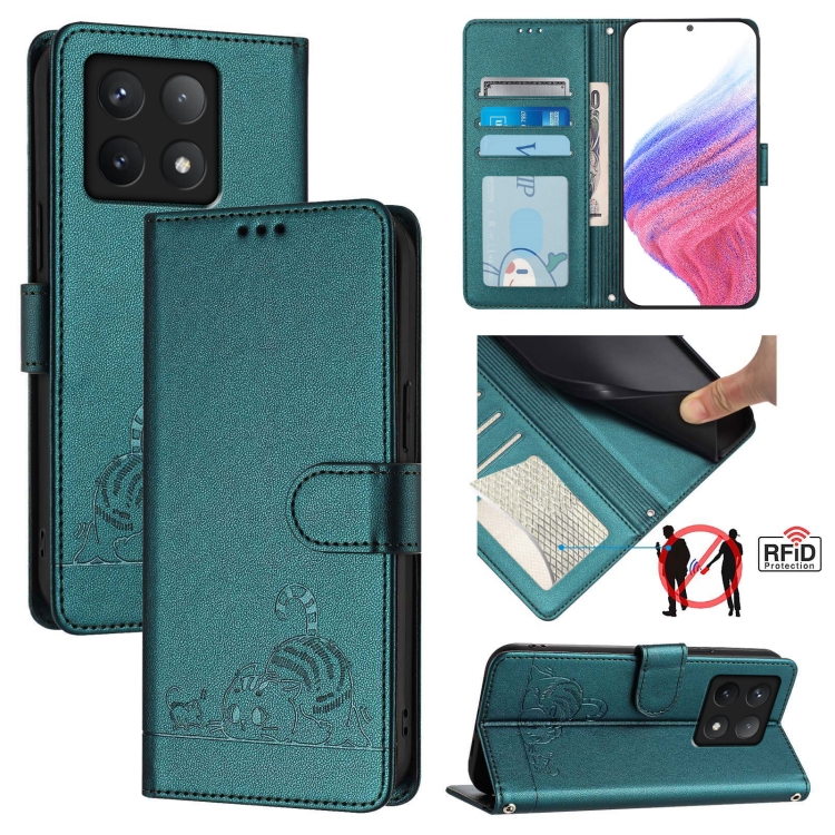 For Xiaomi 14T Cat Rat Embossed Pattern RFID Leather Phone Case with Lanyard(Peacock Green)
For Xiaomi 14T Cat Rat Embossed Pattern RFID Leather Phone Case with Lanyard(Peacock Green)