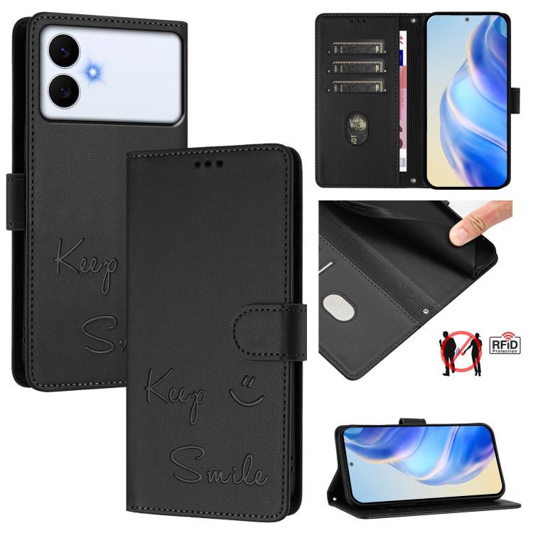 For Samsung Galaxy S26 Edge 5G Smile Embossing RFID Leather Phone Case(Black)
For Samsung Galaxy S26 Edge 5G Smile Embossing RFID Leather Phone Case(Black)