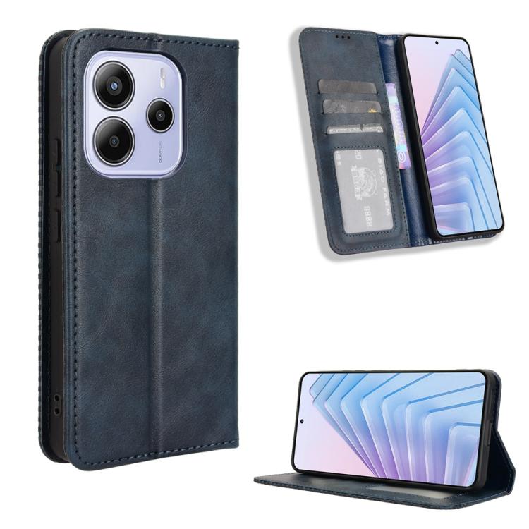 For Redmi Note 14 4G 164.84mm EU Version Magnetic Buckle Retro Texture Leather Phone Case(Blue)
For Redmi Note 14 4G 164.84mm EU Version Magnetic Buckle Retro Texture Leather Phone Case(Blue)