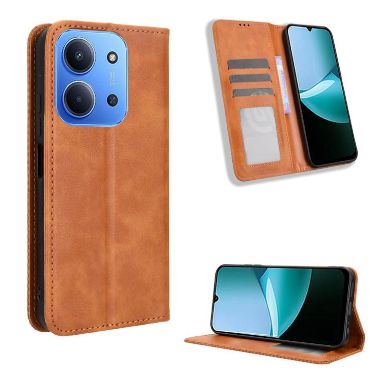 For Redmi 15C 5G / 4G EU 173mm / Poco C85 5G Magnetic Buckle Retro Texture Leather Phone Case(Brown)
For Redmi 15C 5G / 4G EU 173mm / Poco C85 5G Magnetic Buckle Retro Texture Leather Phone Case(Brown)