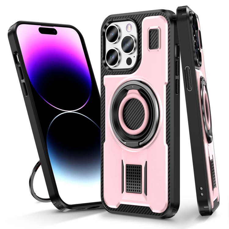 For iPhone 14 Pro Max Ring Holder Carbon Fiber PC Hybrid TPU Phone Case(Rose Gold)
For iPhone 14 Pro Max Ring Holder Carbon Fiber PC Hybrid TPU Phone Case(Rose Gold)