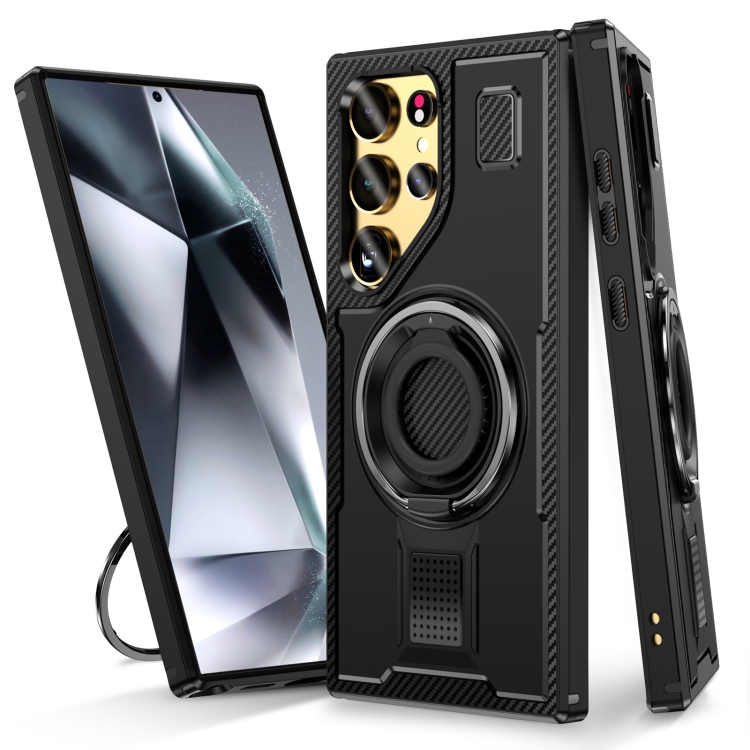 For Samsung Galaxy S22 Ultra 5G Ring Holder Carbon Fiber PC Hybrid TPU Phone Case(Black)
For Samsung Galaxy S22 Ultra 5G Ring Holder Carbon Fiber PC Hybrid TPU Phone Case(Black)