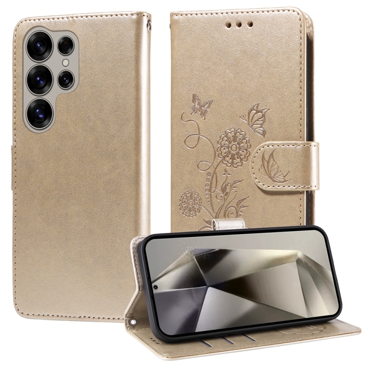 For Samsung Galaxy S25 Ultra 5G Embossed Butterfly Flowers Leather Phone Case(Gold)
For Samsung Galaxy S25 Ultra 5G Embossed Butterfly Flowers Leather Phone Case(Gold)
