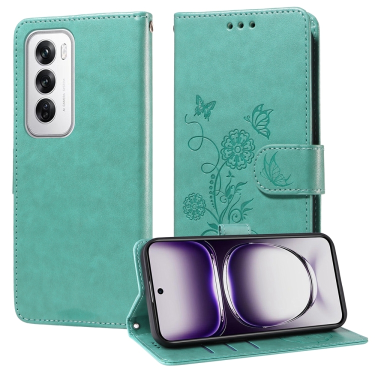 For OPPO Reno12 Pro 5G Global Embossed Butterfly Flowers Leather Phone Case(Green)
For OPPO Reno12 Pro 5G Global Embossed Butterfly Flowers Leather Phone Case(Green)