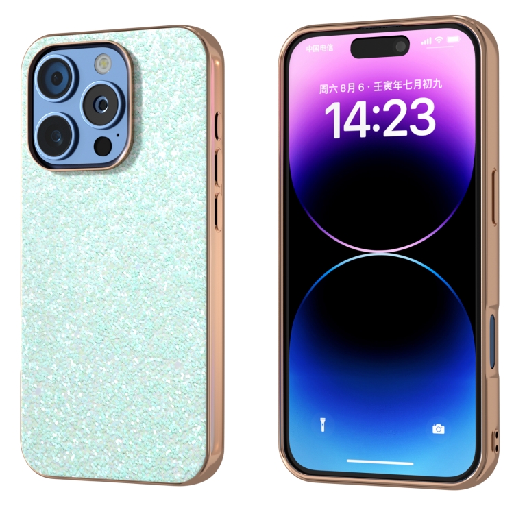 For iPhone 16 Pro Electroplating Frame Colorful Glitter Phone Case(Light Green)
For iPhone 16 Pro Electroplating Frame Colorful Glitter Phone Case(Light Green)