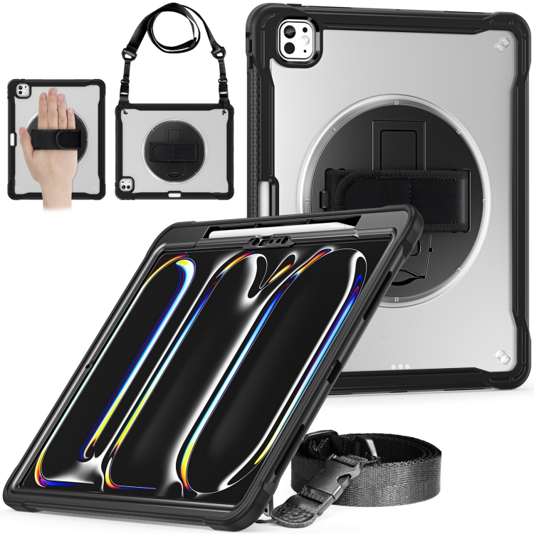 For iPad Pro 11 2024 Heavy Duty Hybrid Tablet Case with Hand Grip & Strap(Black Transparent)
For iPad Pro 11 2024 Heavy Duty Hybrid Tablet Case with Hand Grip & Strap(Black Transparent)