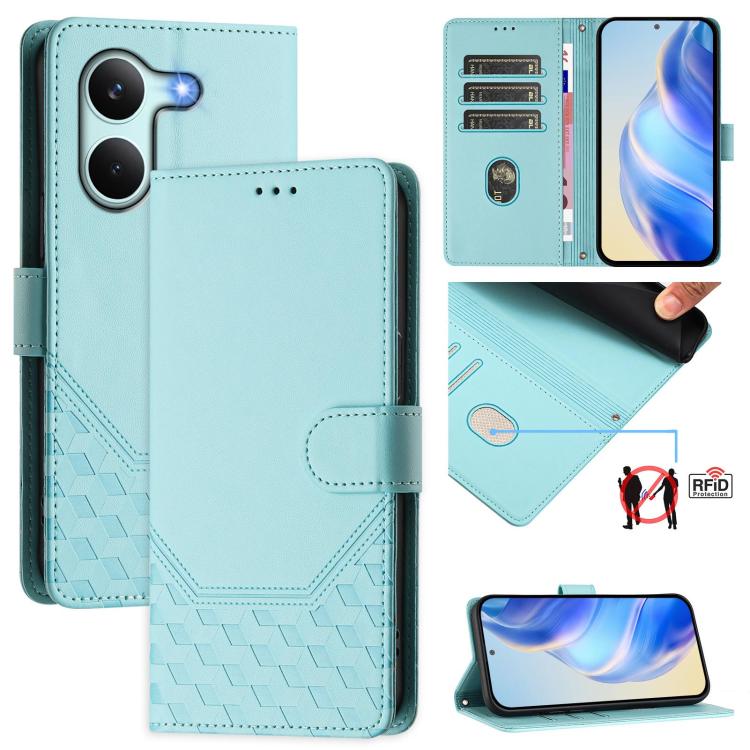 For Redmi Turbo 5 5G Global / Poco X8 Pro 5G Honeycomb Embossing RFID Leather Phone Case(Mint Green)
For Redmi Turbo 5 5G Global / Poco X8 Pro 5G Honeycomb Embossing RFID Leather Phone Case(Mint Green)