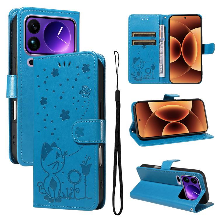 For Xiaomi 17 Pro Max Cat and Bee Embossed Flip Leather Phone Case(Blue)
For Xiaomi 17 Pro Max Cat and Bee Embossed Flip Leather Phone Case(Blue)