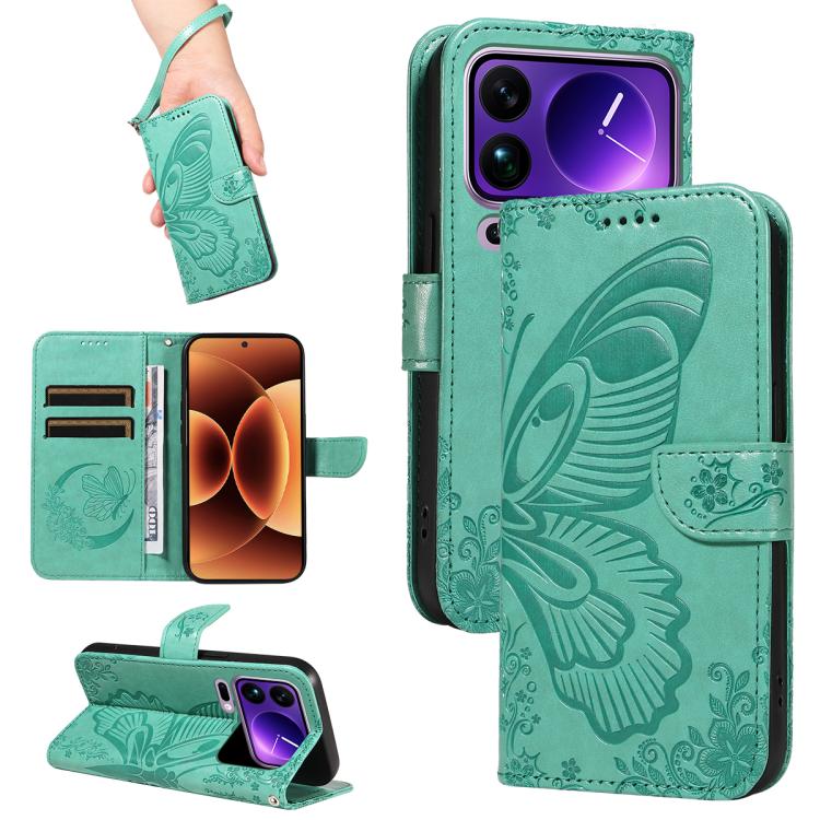 For Xiaomi 17 Pro Max Swallowtail Butterfly Embossed Leather Phone Case(Green)
For Xiaomi 17 Pro Max Swallowtail Butterfly Embossed Leather Phone Case(Green)