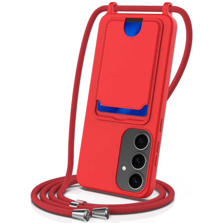 For Samsung Galaxy S25+ 5G Integrated Card Bag Solid Color Liquid Silicone Phone Case with Lanyard(Red)
For Samsung Galaxy S25+ 5G Integrated Card Bag Solid Color Liquid Silicone Phone Case with Lanyard(Red)