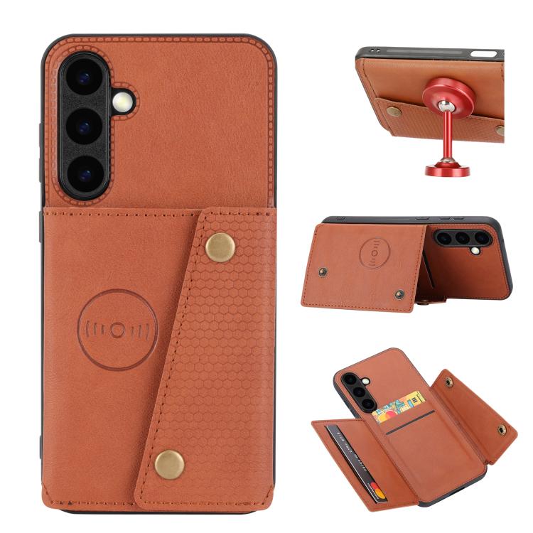 For Samsung Galaxy S25 FE 5G Double Buckle Card Slots Magnetic Phone Case(Brown)
For Samsung Galaxy S25 FE 5G Double Buckle Card Slots Magnetic Phone Case(Brown)