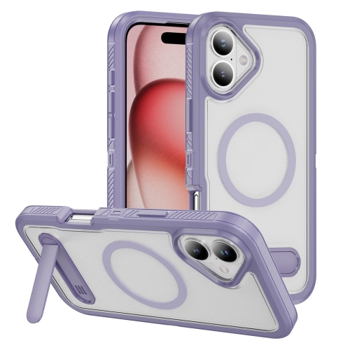 For iPhone 16 Plus Guard MagSafe Holder Matte PC Hybrid TPU Phone Case(Purple Transparent)
For iPhone 16 Plus Guard MagSafe Holder Matte PC Hybrid TPU Phone Case(Purple Transparent)