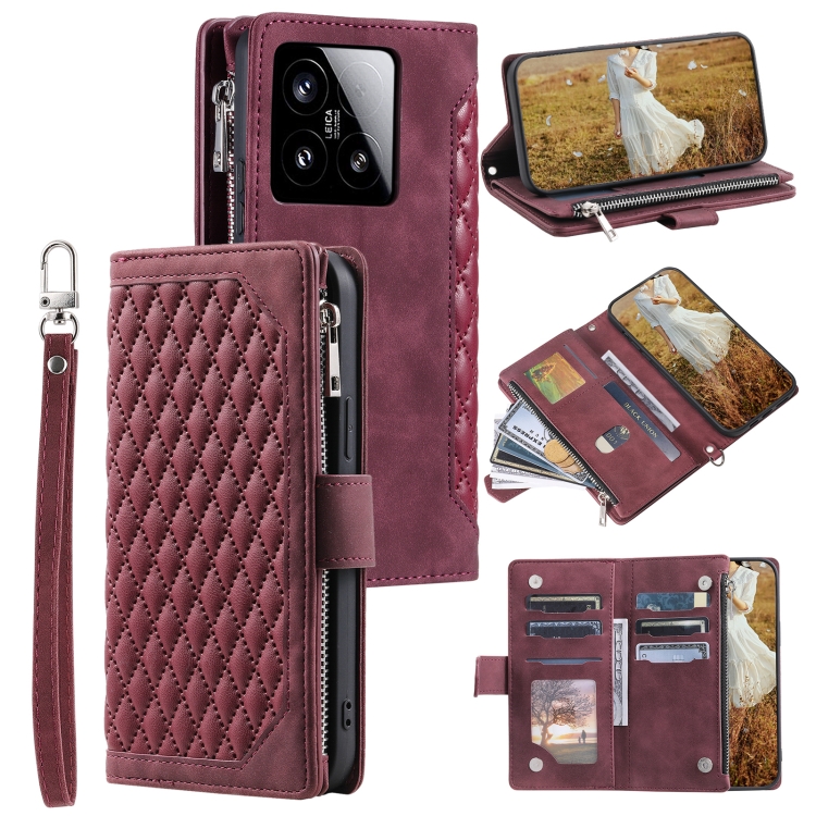 For Xiaomi 15 Grid Texture Zipper Leather Phone Case with Lanyard(Wine Red)
For Xiaomi 15 Grid Texture Zipper Leather Phone Case with Lanyard(Wine Red)