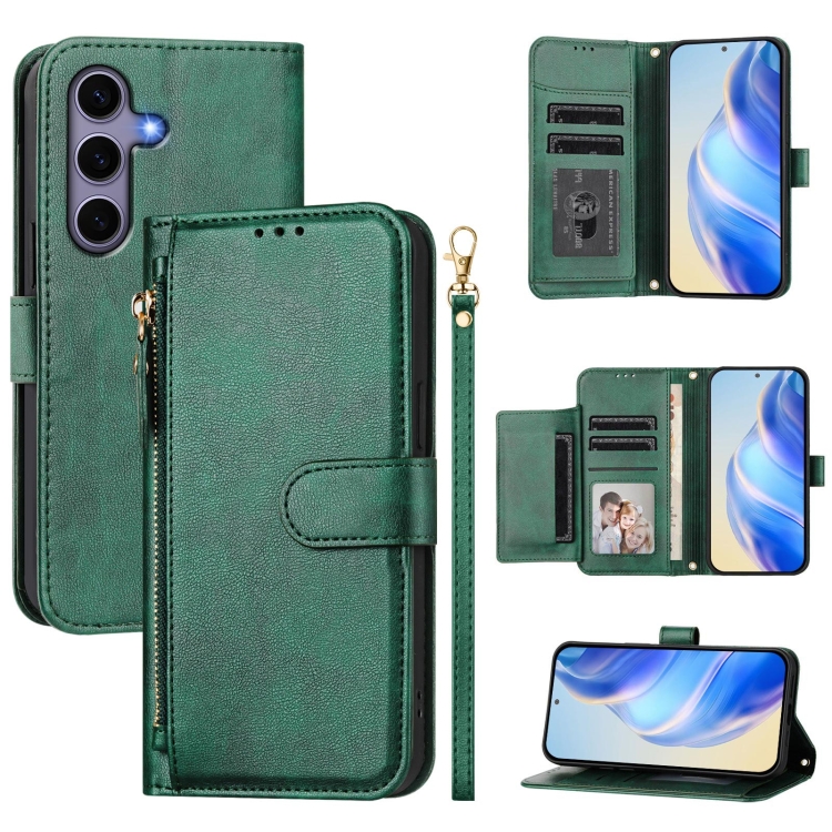 For Samsung Galaxy S25 5G Multi-Card Slots Zipper Wallet Leather Phone Case(Green)
For Samsung Galaxy S25 5G Multi-Card Slots Zipper Wallet Leather Phone Case(Green)