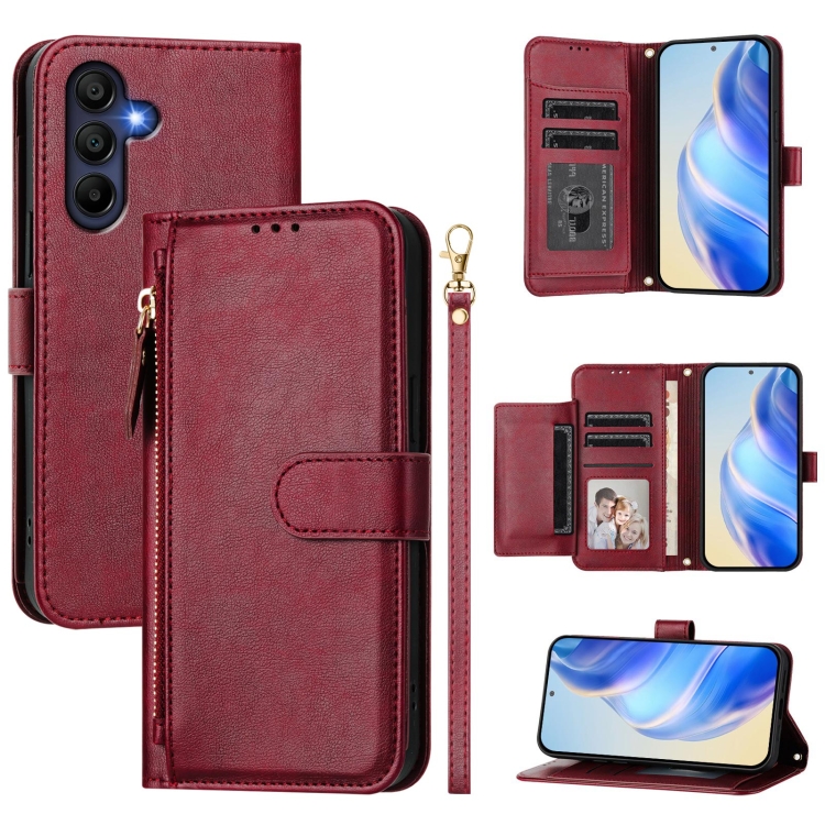For Samsung Galaxy A16 Multi-Card Slots Zipper Wallet Leather Phone Case(Dark Red)
For Samsung Galaxy A16 Multi-Card Slots Zipper Wallet Leather Phone Case(Dark Red)