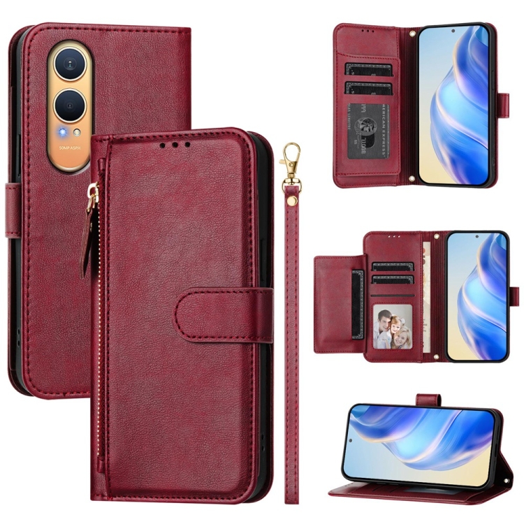 For OnePlus Nord CE4 Lite Global Multi-Card Slots Zipper Wallet Leather Phone Case(Dark Red)
For OnePlus Nord CE4 Lite Global Multi-Card Slots Zipper Wallet Leather Phone Case(Dark Red)