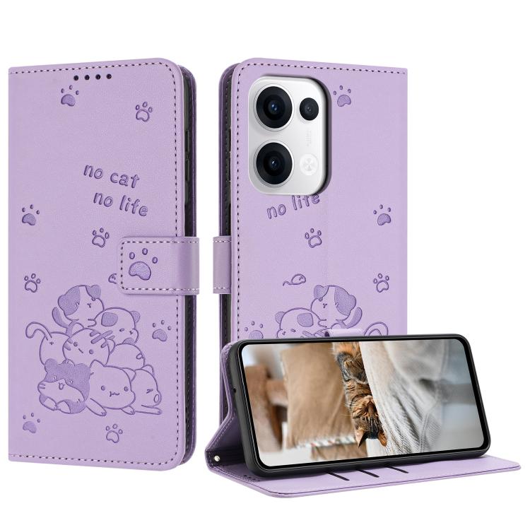 For OPPO Reno13 5G Global Embossed Kitten Phone Leather Case with Lanyard(Purple)
For OPPO Reno13 5G Global Embossed Kitten Phone Leather Case with Lanyard(Purple)