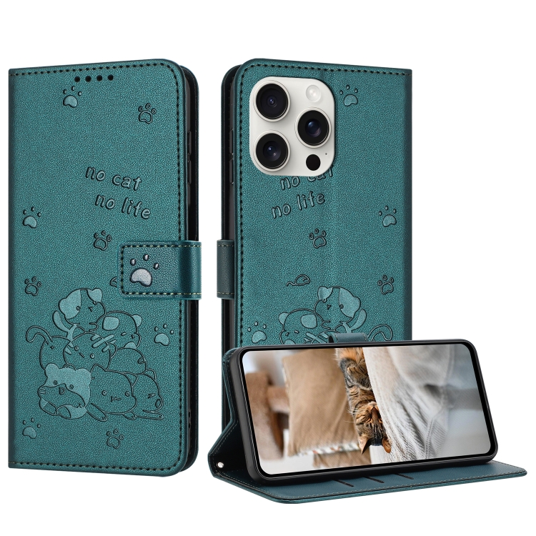 For iPhone 14 Pro Embossed Kitten Phone Leather Case with Lanyard(Dark Green)
For iPhone 14 Pro Embossed Kitten Phone Leather Case with Lanyard(Dark Green)