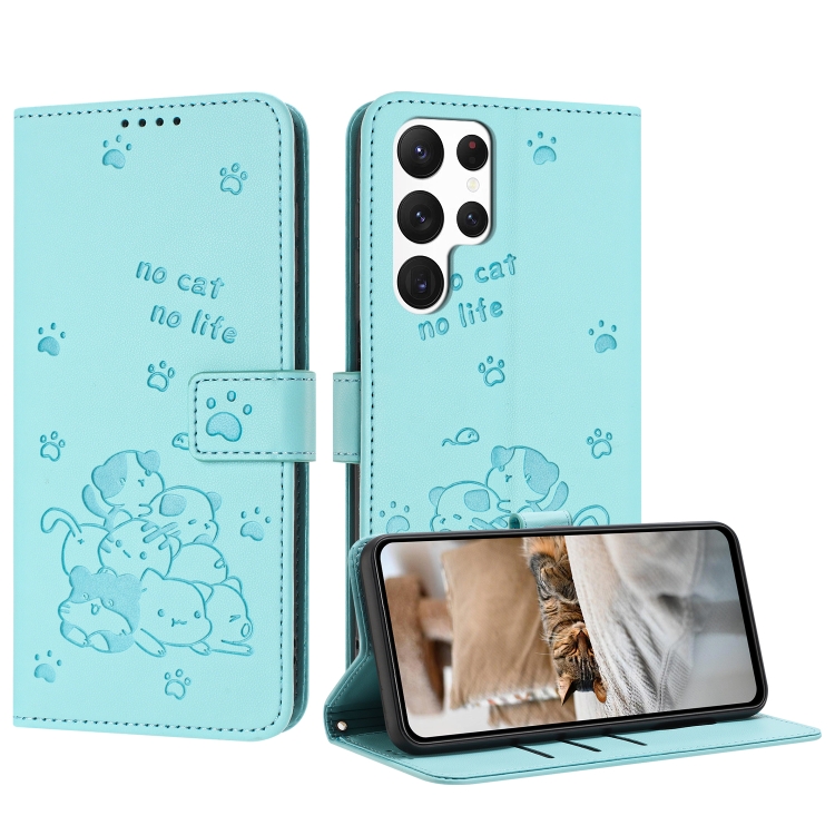 For Samsung Galaxy S25 Ultra 5G Embossed Kitten Phone Leather Case with Lanyard(Mint Green)
For Samsung Galaxy S25 Ultra 5G Embossed Kitten Phone Leather Case with Lanyard(Mint Green)