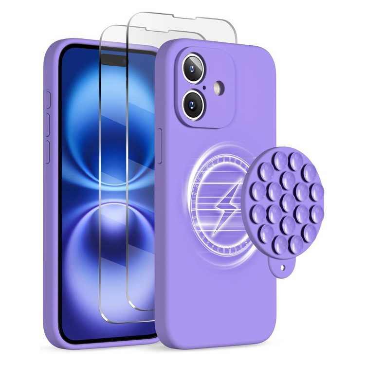 For iPhone 16 Silicone Suction Cup MagSafe Phone Case with Screen Film(Purple)
For iPhone 16 Silicone Suction Cup MagSafe Phone Case with Screen Film(Purple)