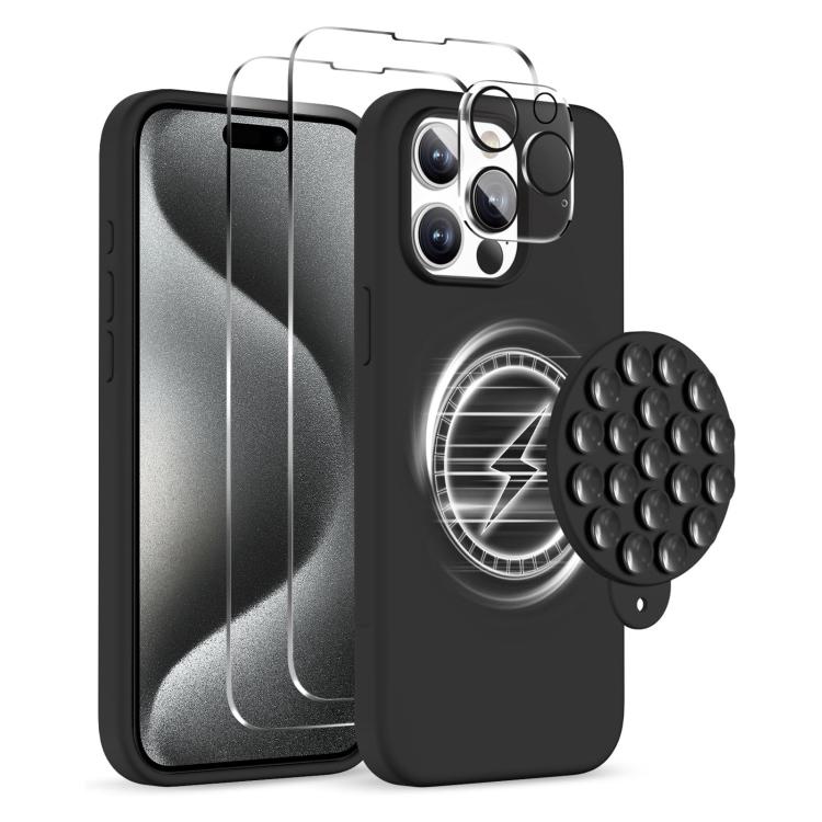 For iPhone 15 Pro Silicone Suction Cup MagSafe Phone Case with Screen Film(Black)
For iPhone 15 Pro Silicone Suction Cup MagSafe Phone Case with Screen Film(Black)