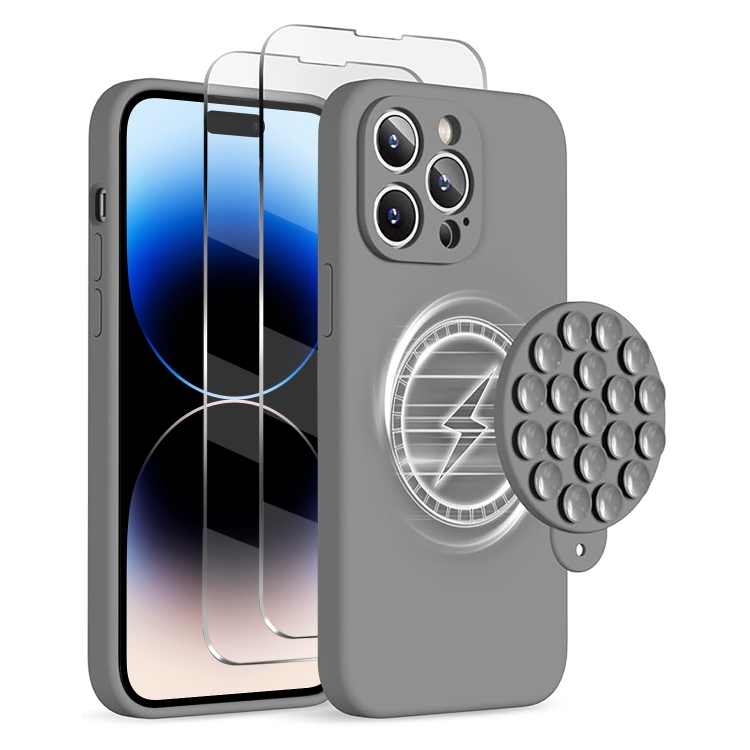 For iPhone 14 Pro Silicone Suction Cup MagSafe Phone Case with Screen Film(Grey)
For iPhone 14 Pro Silicone Suction Cup MagSafe Phone Case with Screen Film(Grey)