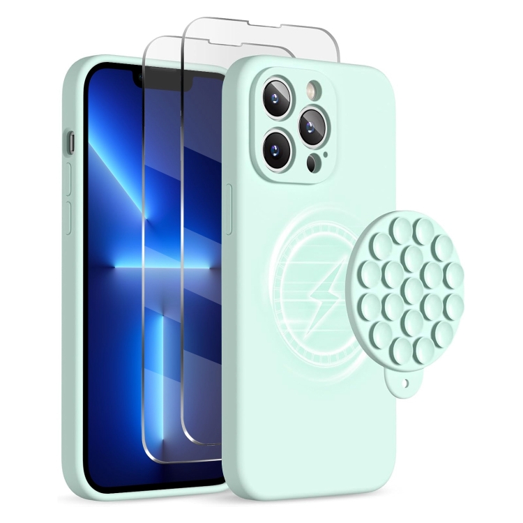 For iPhone 13 Pro Silicone Suction Cup MagSafe Phone Case with Screen Film(Mint Green)
For iPhone 13 Pro Silicone Suction Cup MagSafe Phone Case with Screen Film(Mint Green)