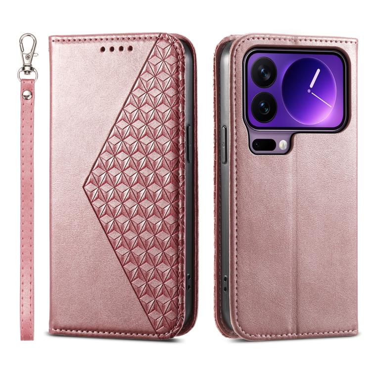For Xiaomi 17 Pro Cubic Grid Calf Texture Magnetic Leather Phone Case(Rose Gold)
For Xiaomi 17 Pro Cubic Grid Calf Texture Magnetic Leather Phone Case(Rose Gold)