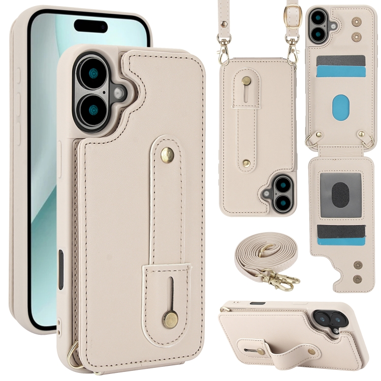 For iPhone 16 Wristband Vertical Flip Wallet Back Cover Phone Case with Long Lanyard(White)
For iPhone 16 Wristband Vertical Flip Wallet Back Cover Phone Case with Long Lanyard(White)