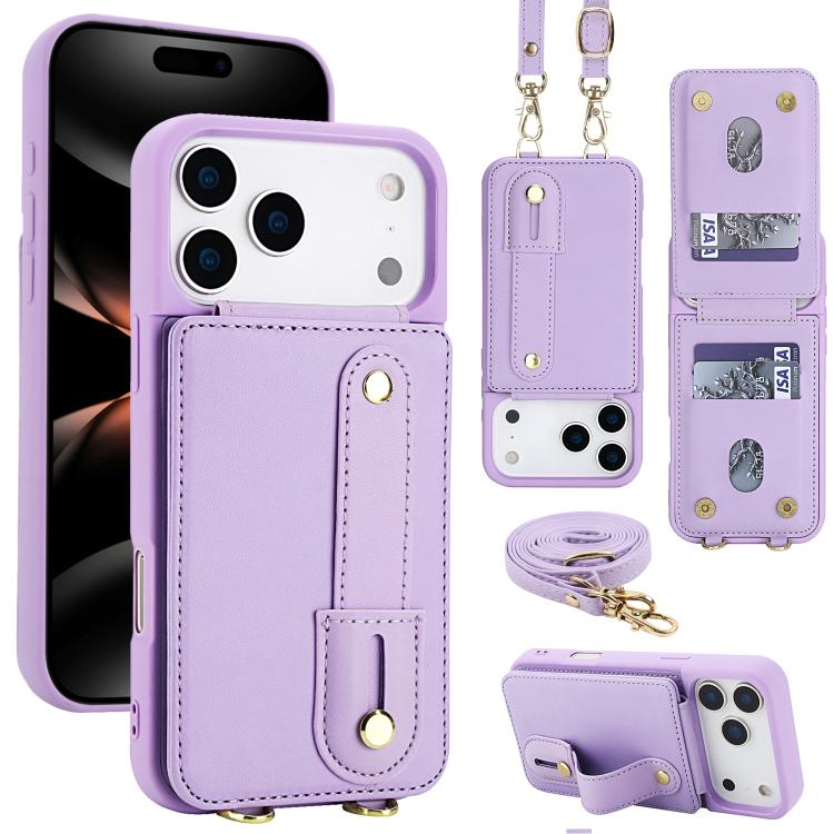 For iPhone 17 Pro Wristband Vertical Flip Wallet Back Cover Phone Case with Long Lanyard(Purple)
For iPhone 17 Pro Wristband Vertical Flip Wallet Back Cover Phone Case with Long Lanyard(Purple)