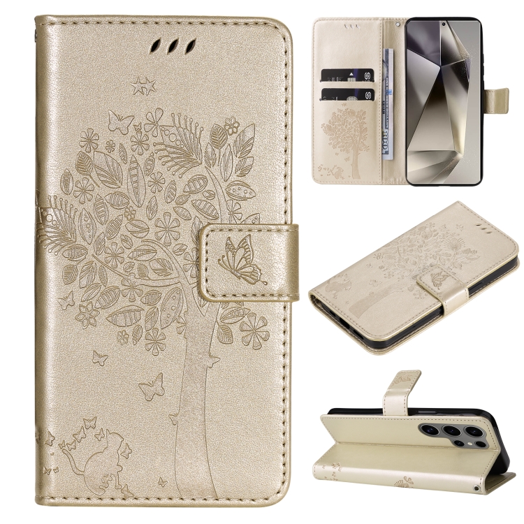 For Samsung Galaxy S25 Ultra 5G Tree & Cat Embossed Pattern Flip Leather Phone Case(Gold)
For Samsung Galaxy S25 Ultra 5G Tree & Cat Embossed Pattern Flip Leather Phone Case(Gold)