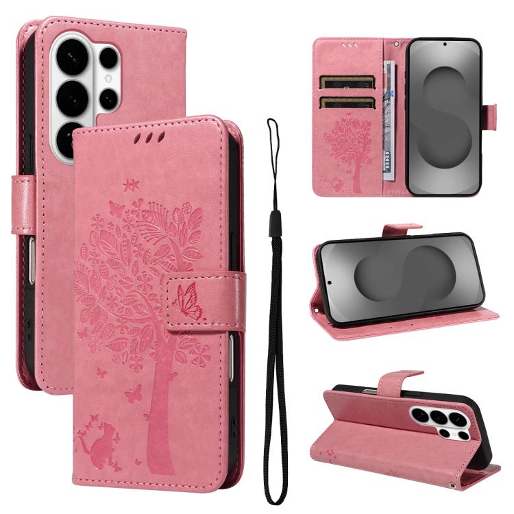 For Galaxy S26 Ultra 5G Tree & Cat Embossed Pattern Flip Leather Phone Case(Pink)
For Galaxy S26 Ultra 5G Tree & Cat Embossed Pattern Flip Leather Phone Case(Pink)