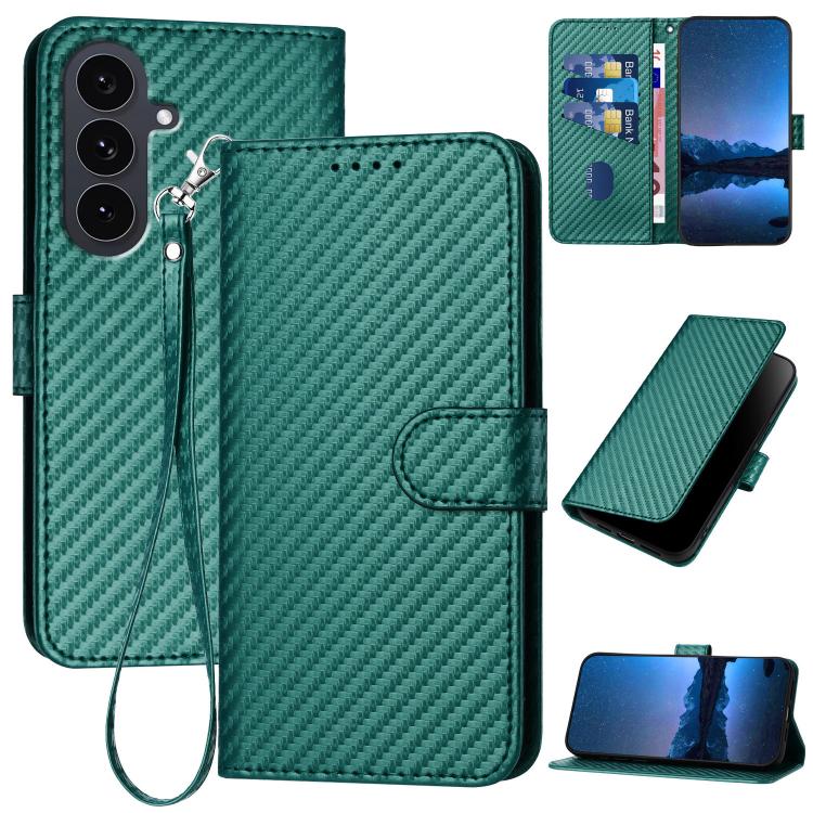 For Samsung Galaxy S25 FE 5G YX0070 Carbon Fiber Buckle Leather Phone Case with Lanyard(Dark Green)
For Samsung Galaxy S25 FE 5G YX0070 Carbon Fiber Buckle Leather Phone Case with Lanyard(Dark Green)